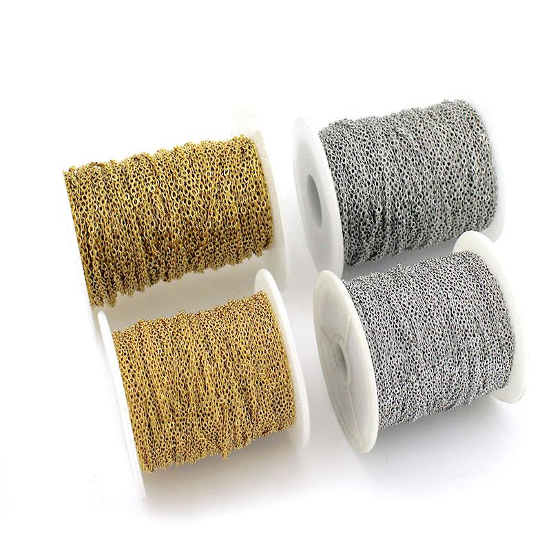 5-2Meter Stainless Steel Cable Chain Bulk Gold 1/1.5/2/3mm Link Chains Necklace Pendant Bracelet DIY Jewelry Making Accessories