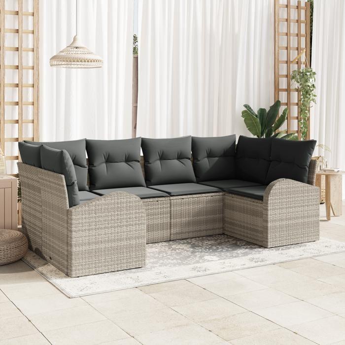 VidaXL Canapé de jardin 6 pièces avec coussins gris clair 3346182