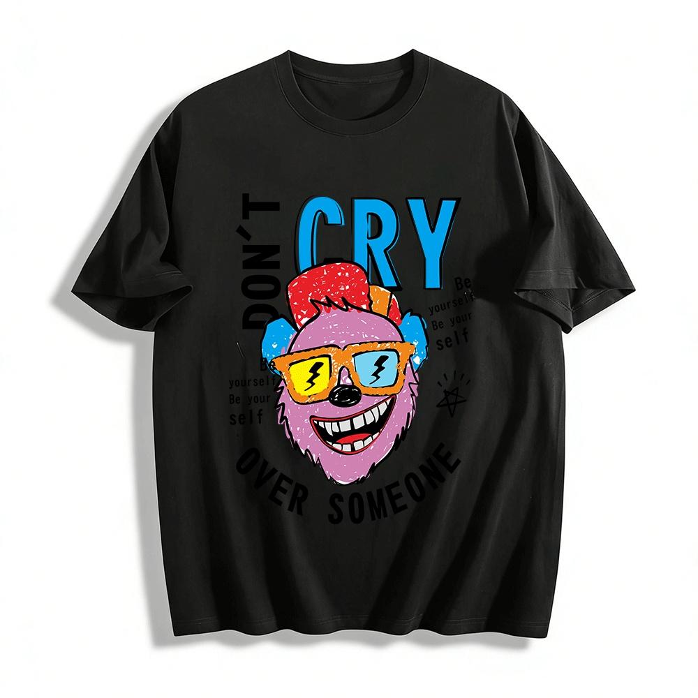 

Funny Glasses Bear Print Top Be Yourself Dont Cry Over Someone Pure cotton T-shirt XXS