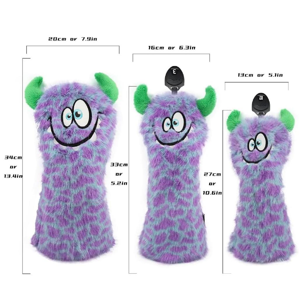 Monster 4-teiliges Golfschlägerhauben-Set für Hybriden, Fairwayholz, Driver (460cc, 440cc), Wasserdichte, Einzel-Schlägerhaube