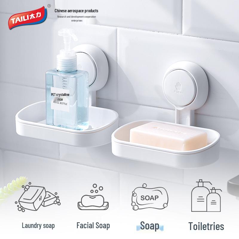 Taikoo No-Drill Suction Cup Soap Dish - Wall-Mounted Draining Bathroom Rack