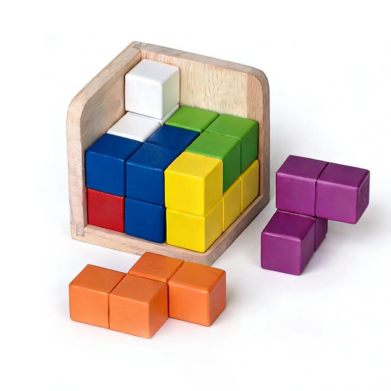 Interesting Toys Unisex Kids Wooden Logic Cube Puzzles Difficult Brain Teaser For Kids And Adults Educational Toys Problem Solving Games