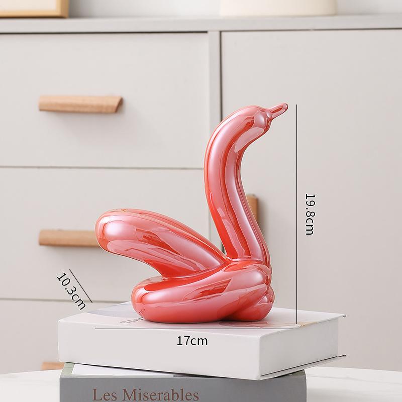 Creative Balloon Swan Electroplating Multi-color Abstract Ceramic Jewelry Sculpture Study Statue Home Office Decoration Gift