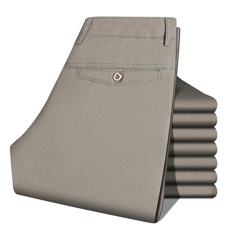 Men's Summer Cotton High-Waist Casual Trousers - Middle-Aged & Elderly 