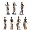 Retro Style Tribal Women Statue African Lady Figurine Ornament Resins Collections Art Crafts for Living Room Desktop