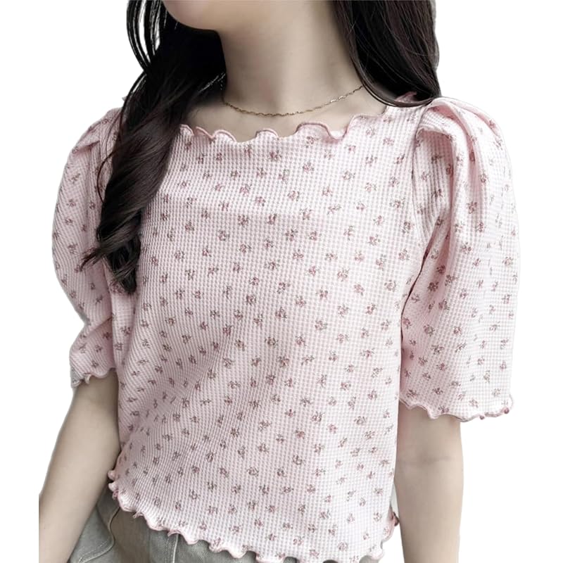 

[One After Another Nice scrap] floral pattern thermal tops 0141060500 ladies FREE pink