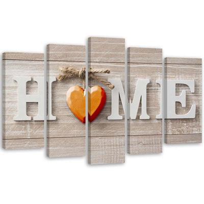 Pětidílný obraz na plátně Home Heart Orange Béžová