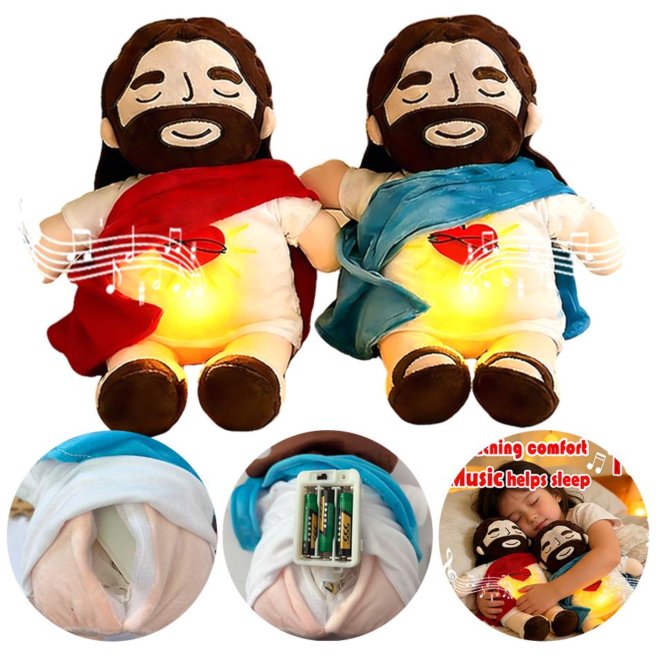Giocattolo Peluche Rilassante Kawayi di Gesù che Respira per Bambini Morbidi Peluche Rilassanti di Gesù Giocattolo Cuore di Gesù Regali di Pasqua Capo