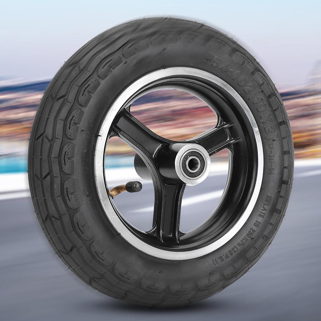 10 Inch Rubber Inflatable Electric Scooter Tire Aluminium Alloy Front Wheel Hub Symmetric Figure