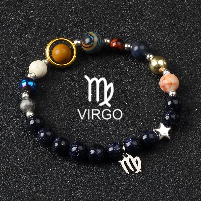 Solar System Galaxy Planets Bracelets for Women Women Zodiac Virgo Cancer Leo Libra 12 Constellation Charm Bracelet Jewelry Gift