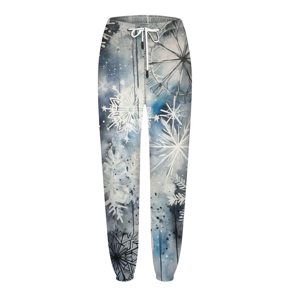 Women's Casual Fashion Christmas Printed Casual Sweatpants Elastic Waist Drawstring Pants