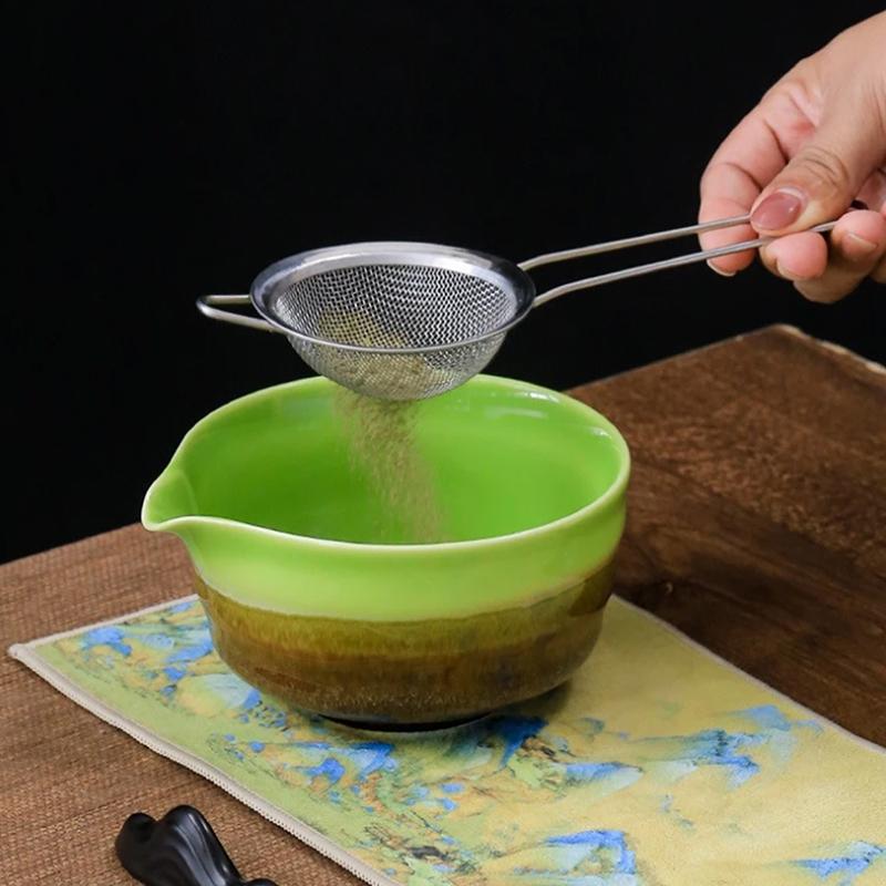 5/6Pcs Matcha Tea Set Bamboo Whisk Teaspoon Sieve Matcha Ceramic Bowl Matcha Whisk Japanese For Tea Lovers Tea-Making Tools