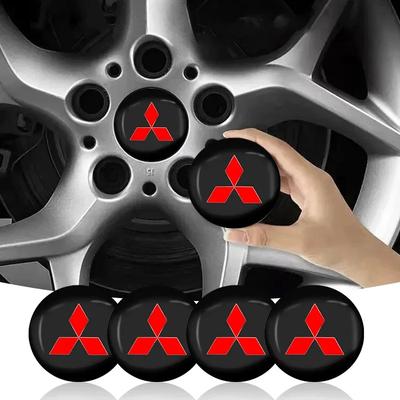 4 Pièces 56mm Cache-Moyeux de Roue Style Voiture Badges Autocollants Pour ASX Lancer Mirage Pajero Sport Xpander Attrage Outlander L200