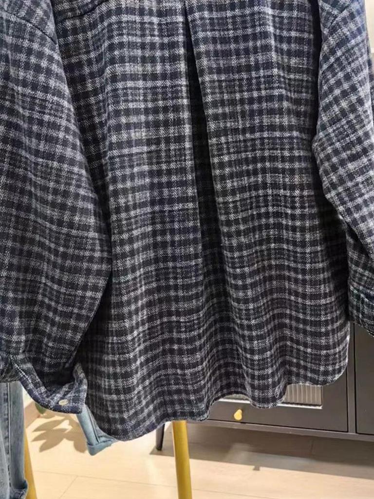 Plus Size Korean Plaid Thick Coat for Women - Stylish & Warm for Spring/Autumn