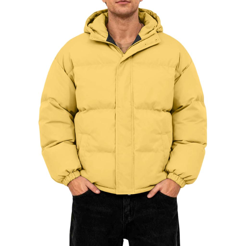 Herren Oversized Casual Daunenjacke mit langen Ärmeln und Kapuze