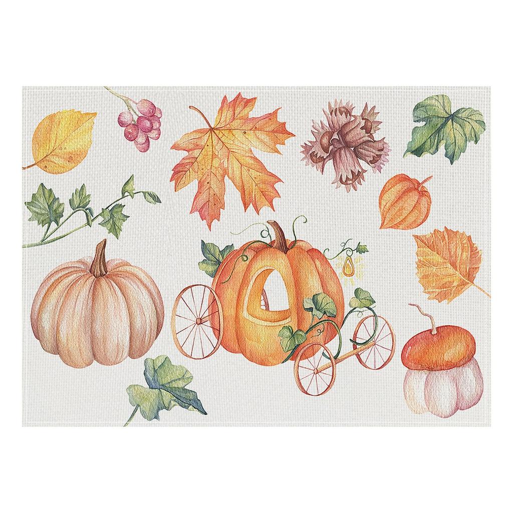 Thanksgiving Autumn Harvest Pumpkin Placemats Seasonal Autumn Table Mats for Outdoor Home Party Dining Decoration