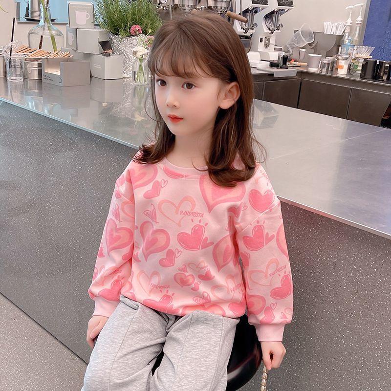 Girls Pink Princess Pullover Sweatshirt Spring Autumn Casual Top For Kids Baby Long Sleeve Shirt 90