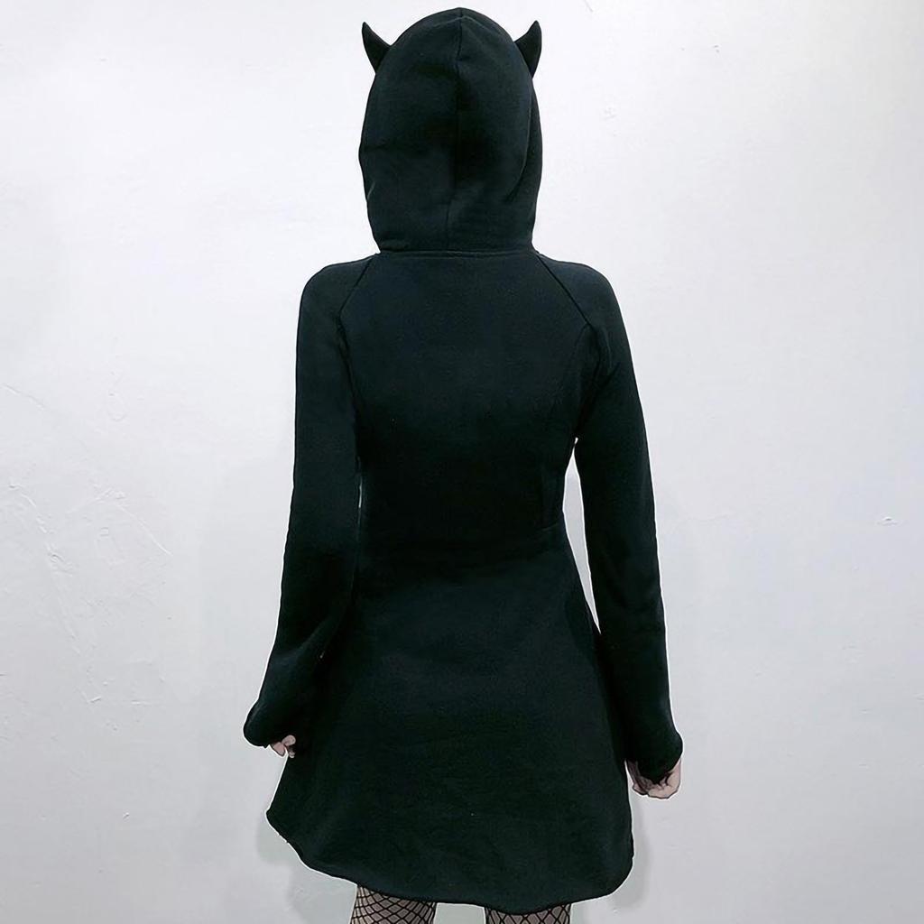 Women's Cat Ear Hoodie Pullover Long Sleeve Hooded Cute Sweatshirt Dress