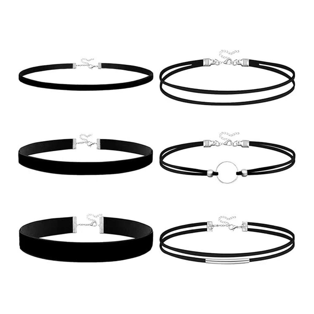 Double Layer Black Fabric Necklace Set Adjustable Lightweight Jewelry For Sensitive Skin And Stylish Outfits