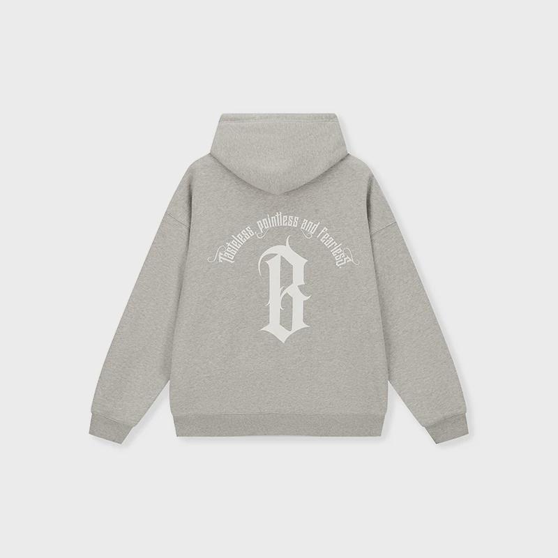 Boneless Arc-Shaped Basic Font Letter Print Heavyweight Sweatshirt American High Street Retro Long-Sleeve Top