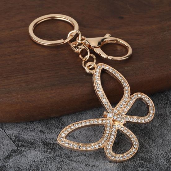 Rhinestone Butterfly Keychain Pendant Lightweight Keychain with Rotating Lobster Clasp Metal