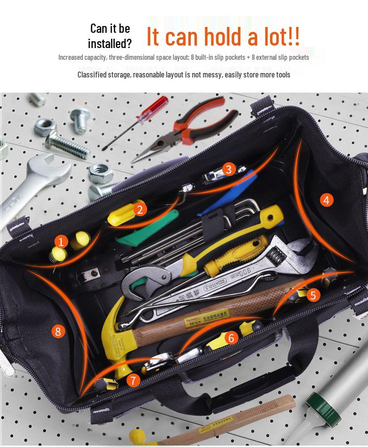 Large Capacity Multifunctional Electrician & Woodworking Tool Bag