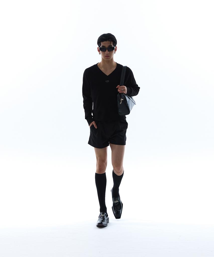 MORE THAN BLACK Logo Micro Shorts