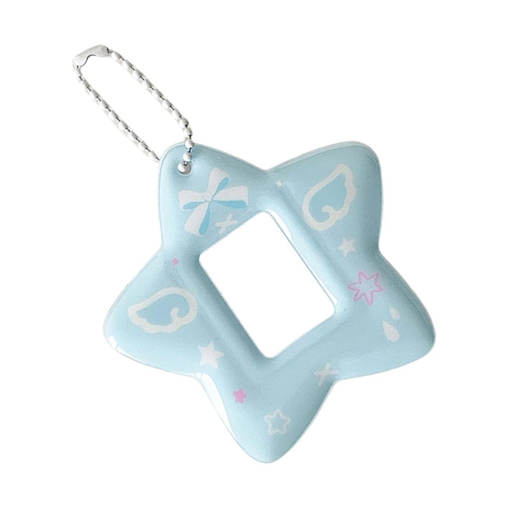 1 Inch Photo Holder Portable Photocard Holder with Keychain Star Shape Photo Card Sleeve for Students Office Workers