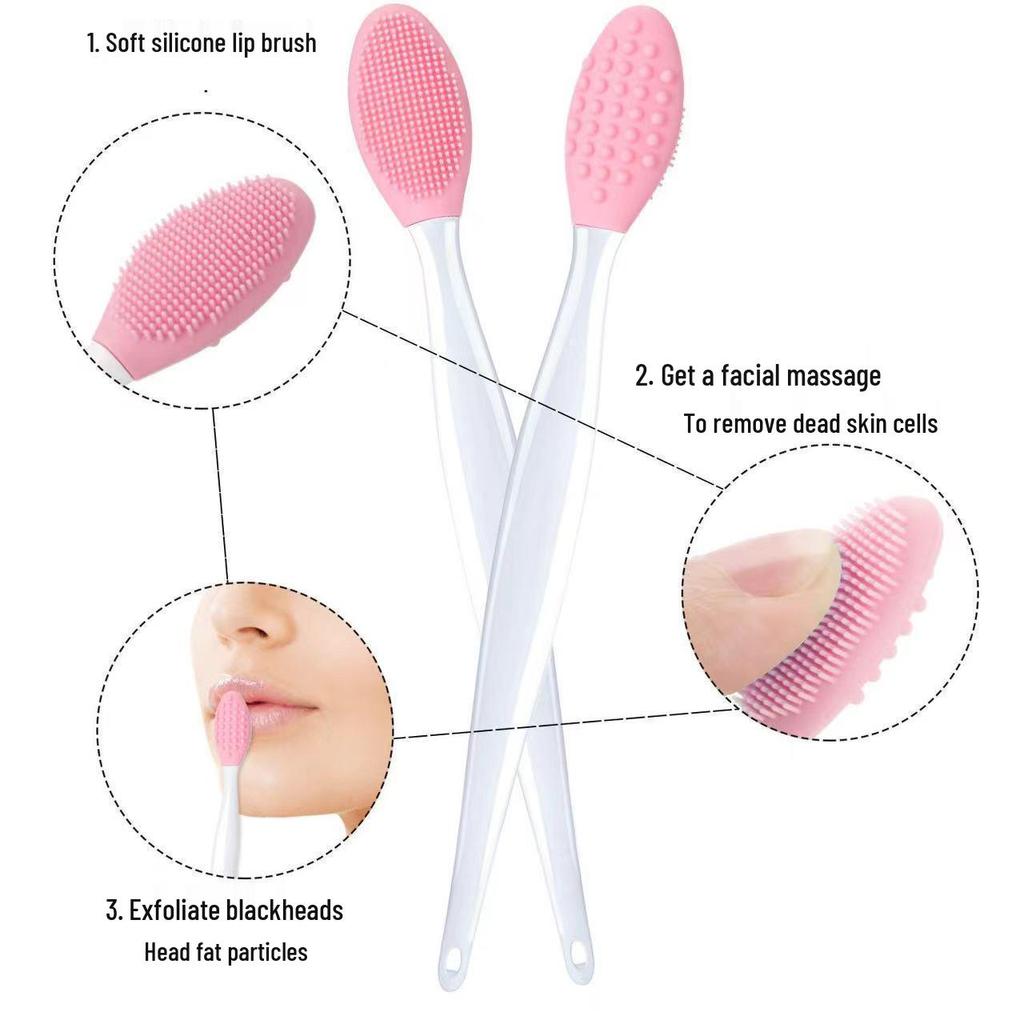 Dubbelzijdige gezichtsreinigingsborstel voor neus, lippen en gezicht; verwijdert mee-eters en make-up en voorkomt tegelijkertijd puistjes.
