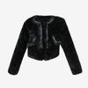 Europe, America, autumn and winter imitation rabbit fur short waist jacket imitation fur zipper plush warm jacket women