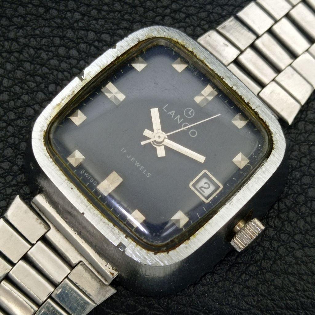 VINTAGE LANCO WINDING SWISS MENS ORIGINAL DIAL WATCH A700336-5 R202-a700336