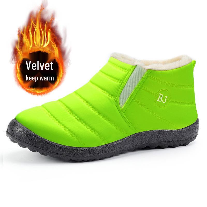 Unisex Plus Size Fleece-Lined Cotton Snow Boots for Middle-Aged & Elderly - Warm, Slip-On, Low-Cut Design
