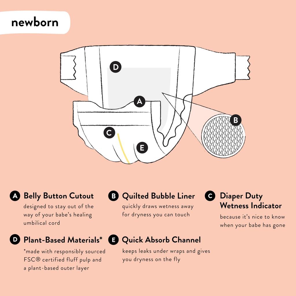 The Honest Company Clean Conscious Diapers Sustainable Diapers Above It All Panda Club Box Newborn Size 72 Pieces Plant-based +