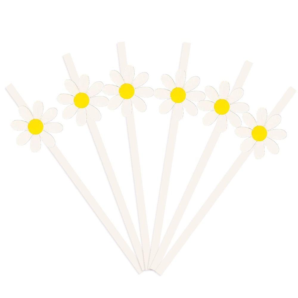 20pcs Eco Friendly Disposable Straws Paper Drinking Straw Party Supplies Daisy Straws  Wedding