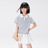 Girls' Lace Trim Colorblock Pique Polo Shirt
