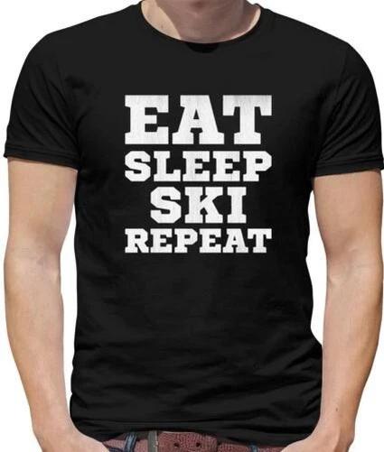 Eat Sleep Ski Repeat Mens T-Shirt - Skier - Skiing - Snow - Holiday - Winter M
