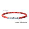 4mm Small Beaded Minimalist 4mm Stone Beads Bracelet Unisex Lucky Red Howlite Strand Braslet Natural Tiger Eyes Lava Gemstone Braclet Joias