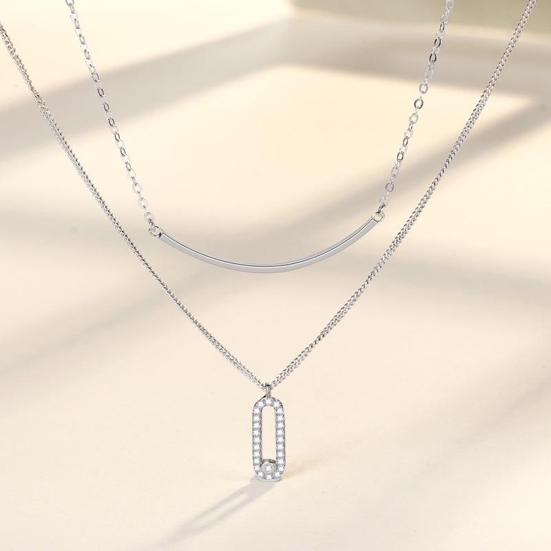 Double-layer Stacked Personality Temperament Geometric Pendant Smile Necklace Women's High-end Necklace