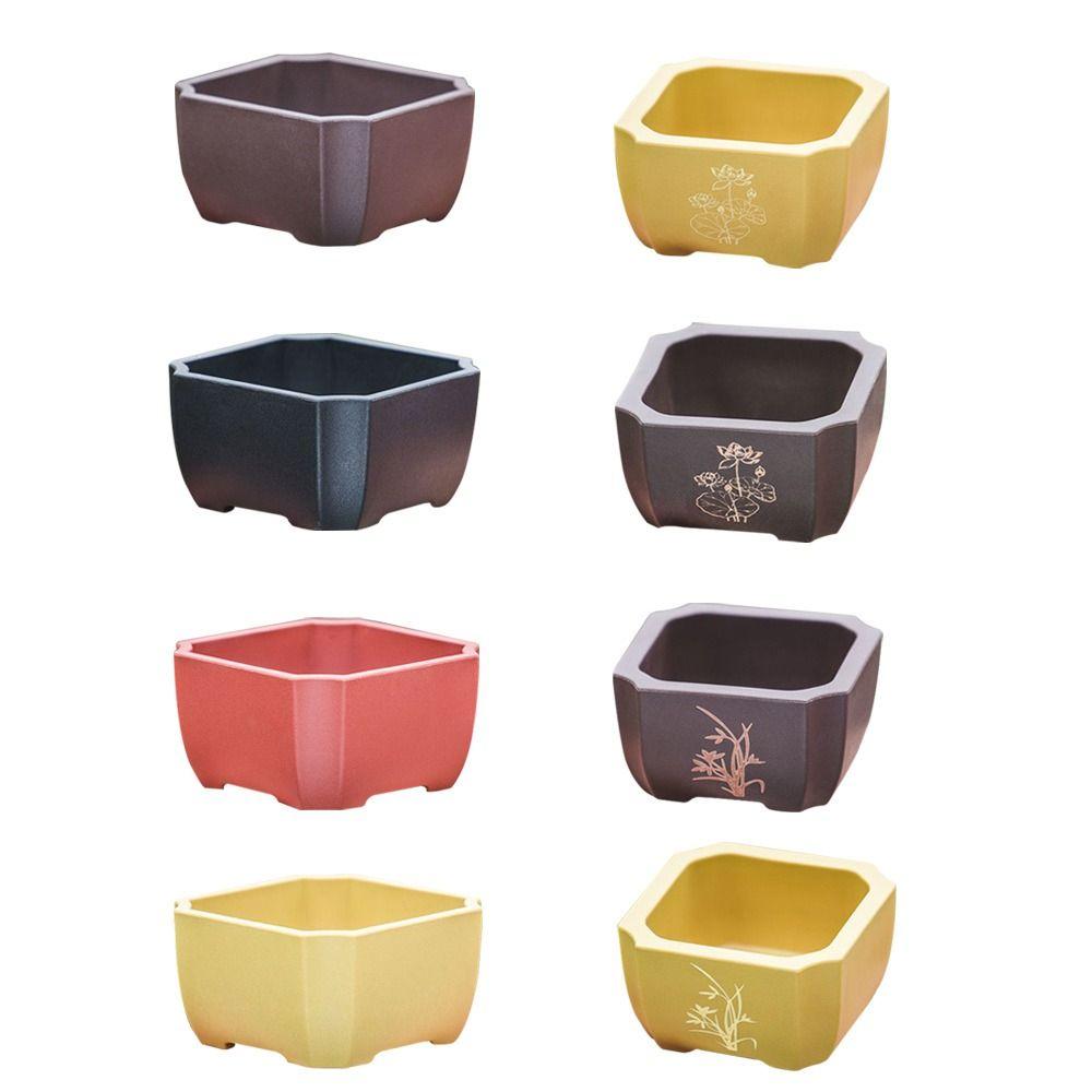 Simple Imitation Purple Clay Flower Pot Colorful Durable Thick Plastic Pot DIY Plants Rack Home