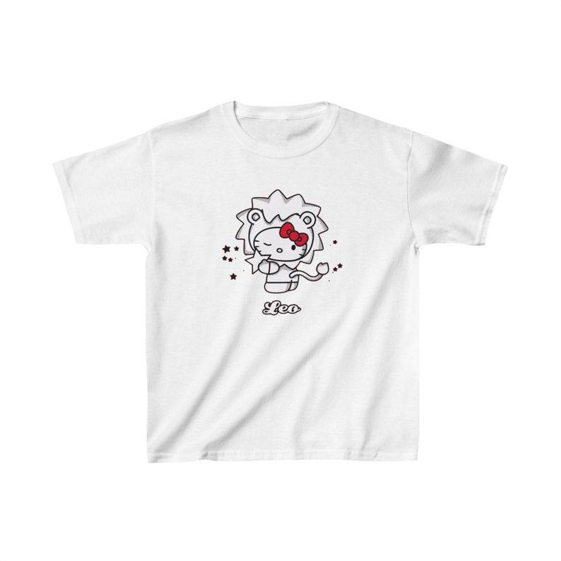 Leo Hello Kitty Graphic Baby Tee | Y2K Baby Tee, 90s Baby Tee, Zodiac Graphic Shirt Crop, Coquette, Vintage Design 100