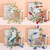 Christmas Garland Wall Hanging With Glittered Leaves And Berries For Holiday Home Decor