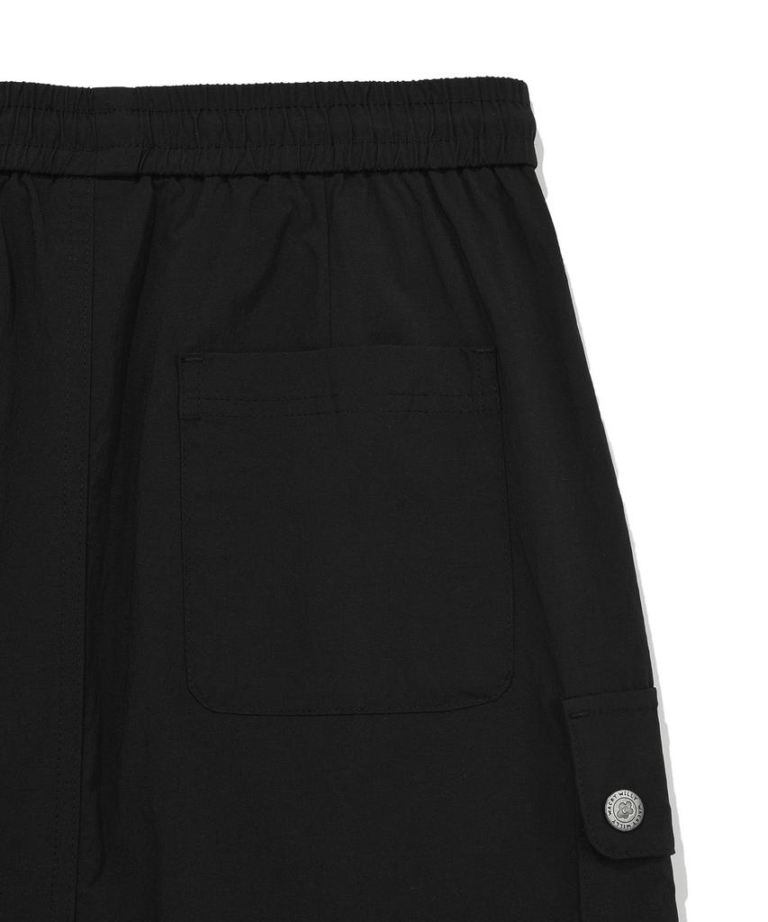 WACKY WILLY Women'S Nylon Cargo Long Skirt Black