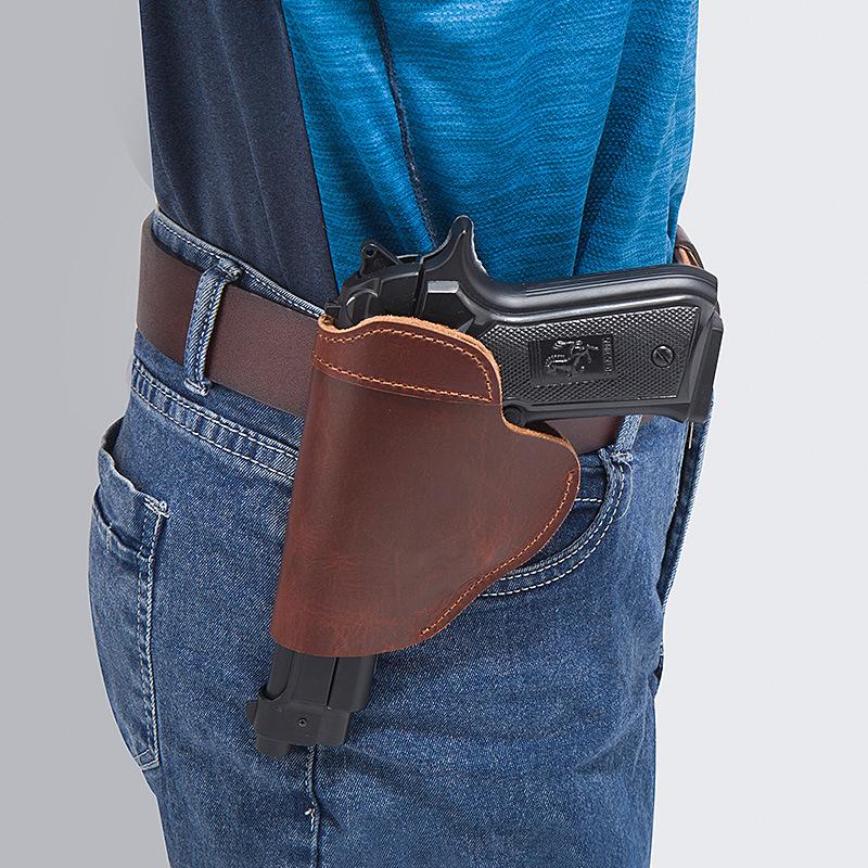 Leather IWB concealed carrying holster for Glock 17 19 26 43X Sig S&W M&P tactical holster