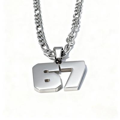 67 Chaîne Homme Acier Inoxydable Basketball Football Baseball Numéro d'Équipe Pendentif Chaîne Épaisse Collier Sportif