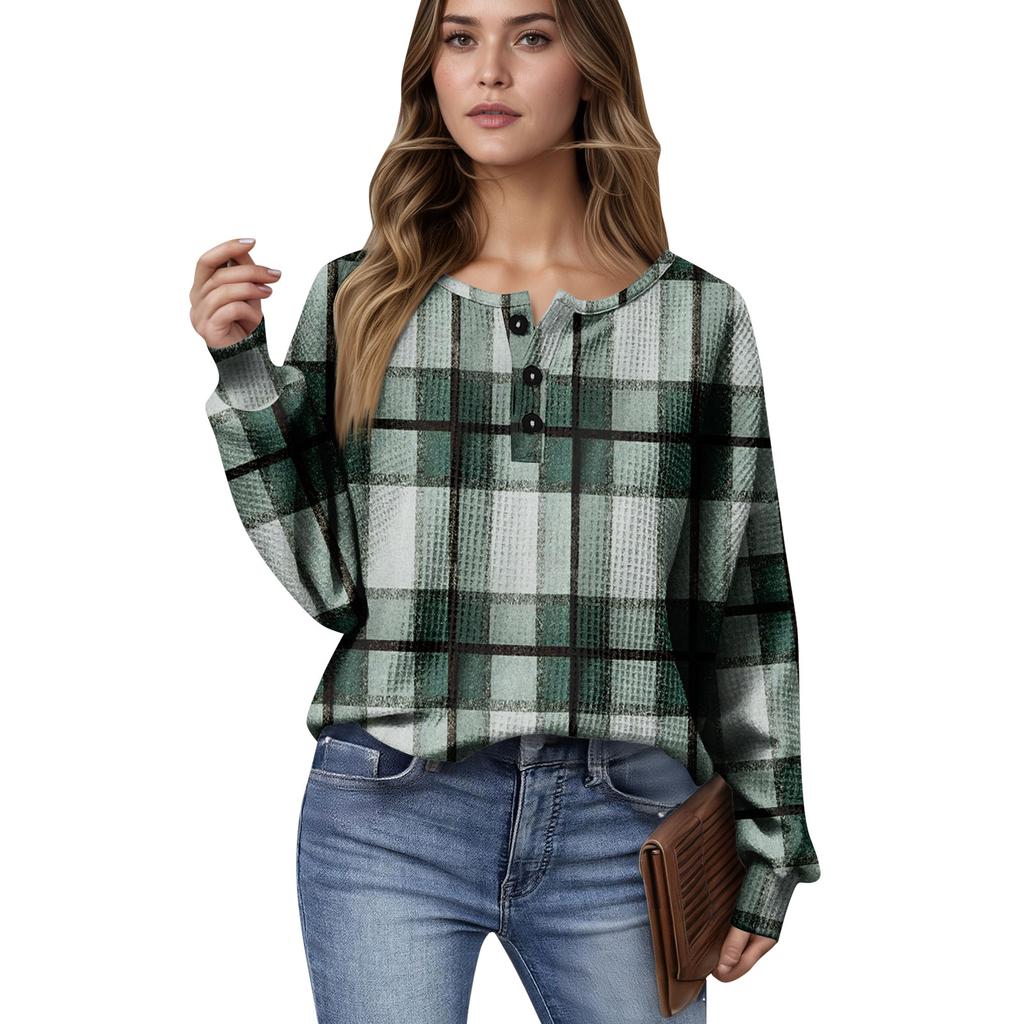 Women's Casual Shirts Long Sleeve Tops Button Up V Neck Loose Knit Fall Favorites For Women