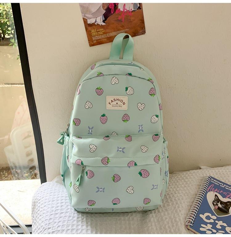 Schoolbag new high-value Japanese ins fresh and sweet strawberry backpack junior high school students lightweight travel spring outing backpack