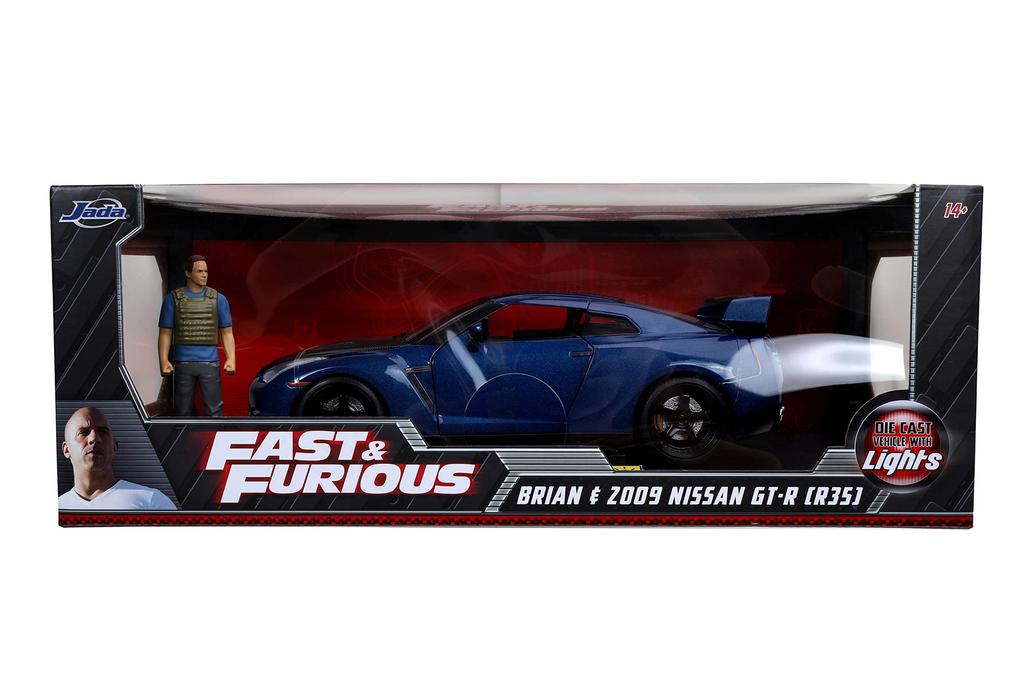 JADATOYS Fast Furious Diecast Car Nissan BRIAN 118 i Brian's GT-R (R35) z ŚWIATŁEM i