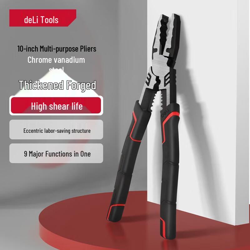 Deli 10-inch Multi-purpose Combination Pliers CN plug (adapter included)