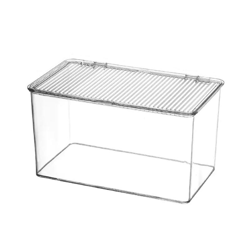 Stackable Clear Plastic Container With Closure Cabinet Storage Box for Home Organization