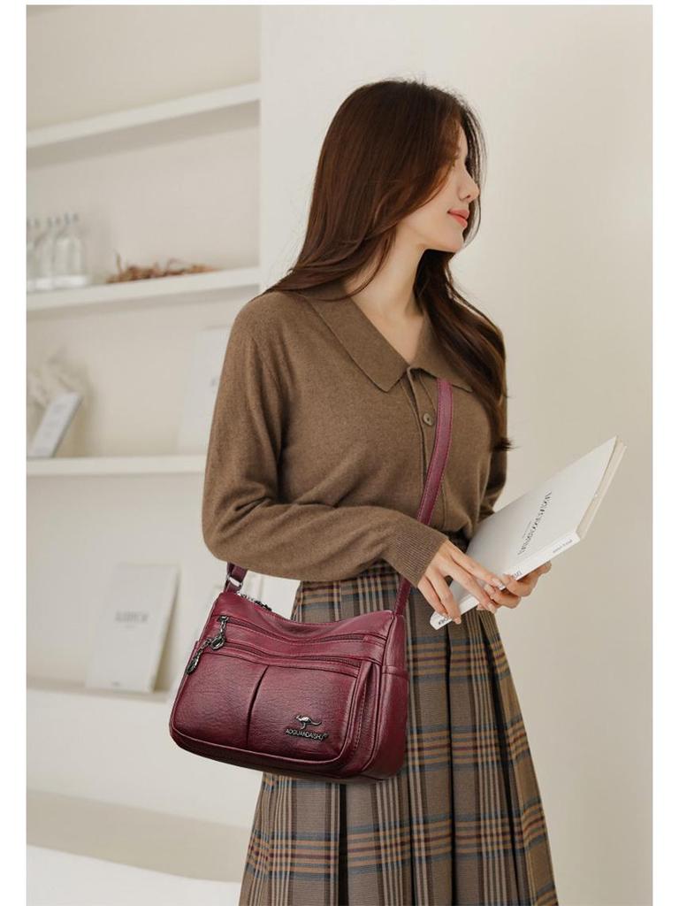 Women's 2025 Versatile PU Crossbody Bag: Fashionable, Multi-Pocket Shoulder Bag for Middle-Aged & Elderly Ladies